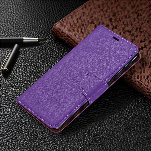 Leather Case Stands Flip Cover T02 Holder for Xiaomi Redmi 10X 4G Purple