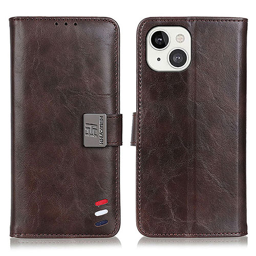 Leather Case Stands Flip Cover T03 Holder for Apple iPhone 13 Brown