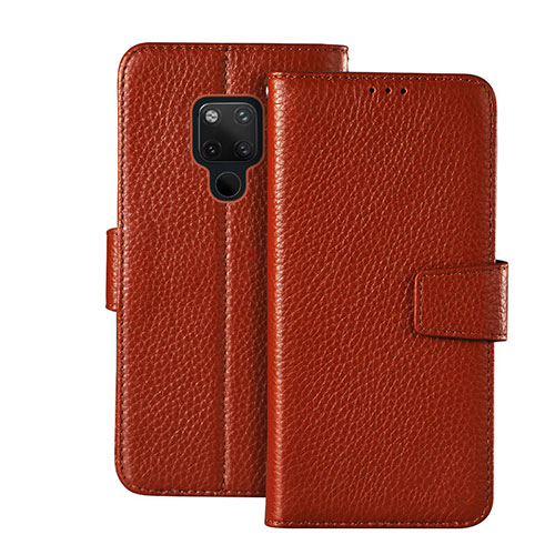 Leather Case Stands Flip Cover T03 Holder for Huawei Mate 20 X 5G Brown