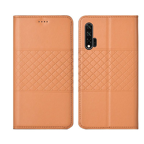 Leather Case Stands Flip Cover T03 Holder for Huawei Nova 6 Orange