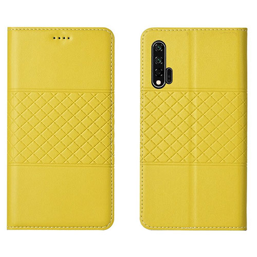 Leather Case Stands Flip Cover T03 Holder for Huawei Nova 6 Yellow