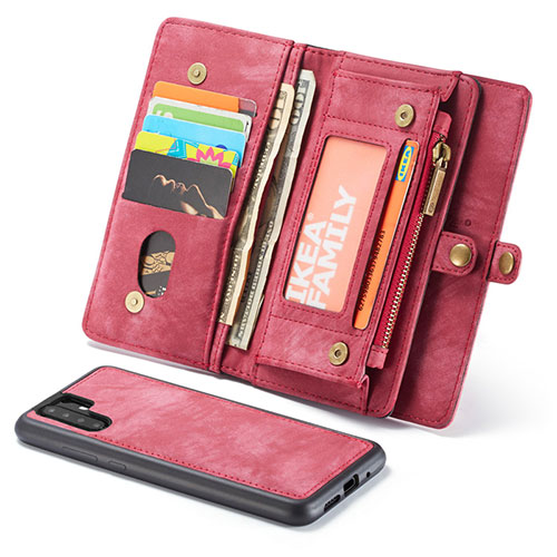 Leather Case Stands Flip Cover T03 Holder for Huawei P30 Pro Red