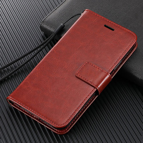 Leather Case Stands Flip Cover T03 Holder for Huawei P40 Lite 5G Brown