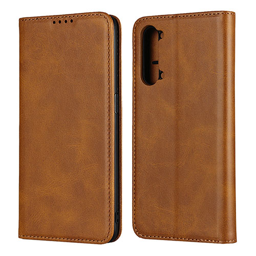 Leather Case Stands Flip Cover T03 Holder for Oppo A91 Orange