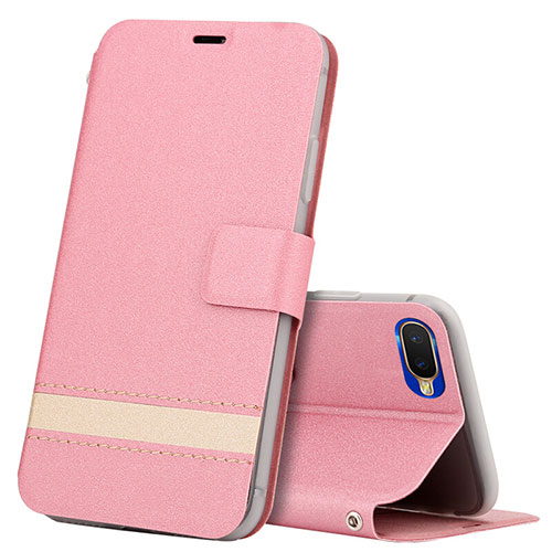 Leather Case Stands Flip Cover T03 Holder for Oppo R15X Pink