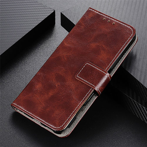 Leather Case Stands Flip Cover T03 Holder for Oppo Reno3 Pro Brown