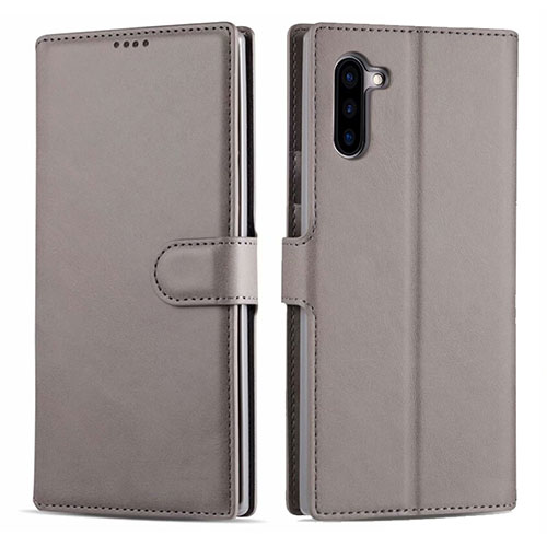 Leather Case Stands Flip Cover T03 Holder for Samsung Galaxy Note 10 5G Gray