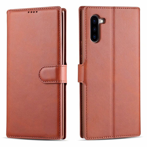 Leather Case Stands Flip Cover T03 Holder for Samsung Galaxy Note 10 5G Orange