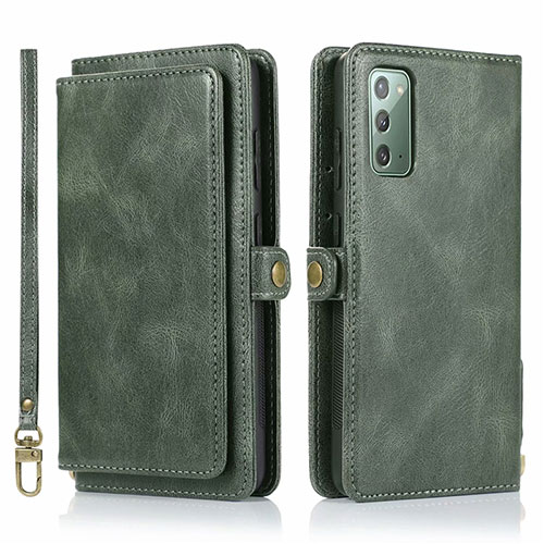 Leather Case Stands Flip Cover T03 Holder for Samsung Galaxy Note 20 5G Green