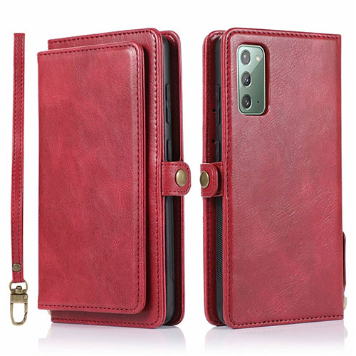 Leather Case Stands Flip Cover T03 Holder for Samsung Galaxy Note 20 5G Red