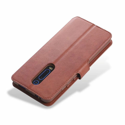 Leather Case Stands Flip Cover T03 Holder for Xiaomi Mi 9T Brown