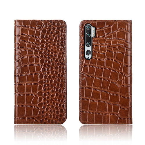 Leather Case Stands Flip Cover T03 Holder for Xiaomi Mi Note 10 Pro Orange