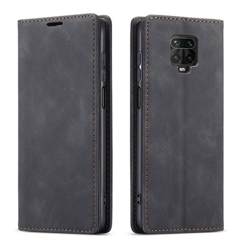 Leather Case Stands Flip Cover T03 Holder for Xiaomi Redmi Note 9 Pro Max Black