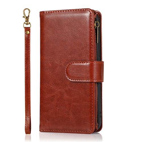 Leather Case Stands Flip Cover T04 Holder for Apple iPhone 12 Brown