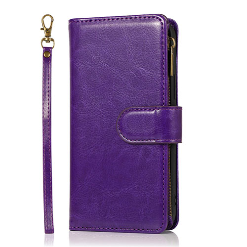 Leather Case Stands Flip Cover T04 Holder for Apple iPhone 12 Pro Max Purple