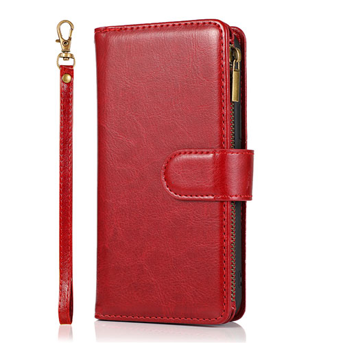 Leather Case Stands Flip Cover T04 Holder for Apple iPhone 12 Pro Max Red