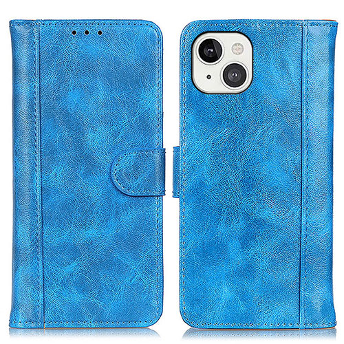 Leather Case Stands Flip Cover T04 Holder for Apple iPhone 14 Plus Blue