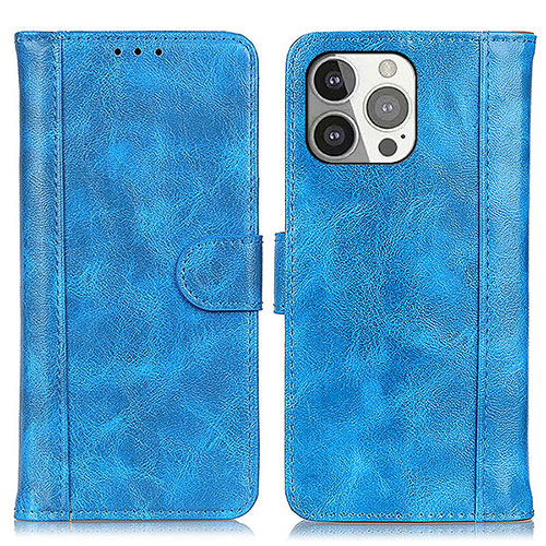 Leather Case Stands Flip Cover T04 Holder for Apple iPhone 14 Pro Max Blue