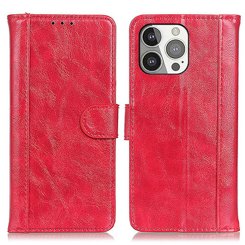 Leather Case Stands Flip Cover T04 Holder for Apple iPhone 14 Pro Red