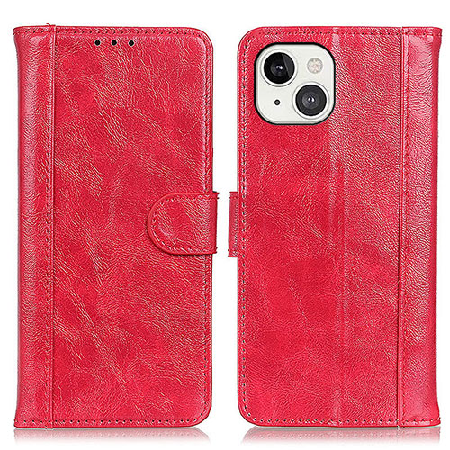 Leather Case Stands Flip Cover T04 Holder for Apple iPhone 15 Red