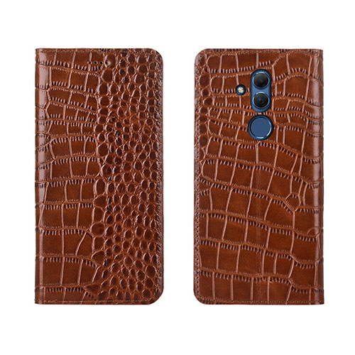 Leather Case Stands Flip Cover T04 Holder for Huawei Mate 20 Lite Brown