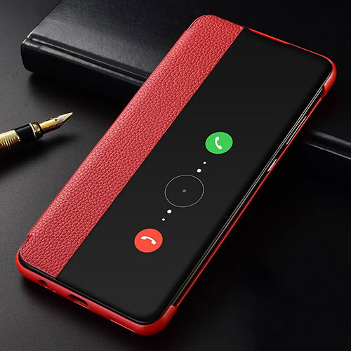 Leather Case Stands Flip Cover T04 Holder for Huawei Mate 30 5G Red