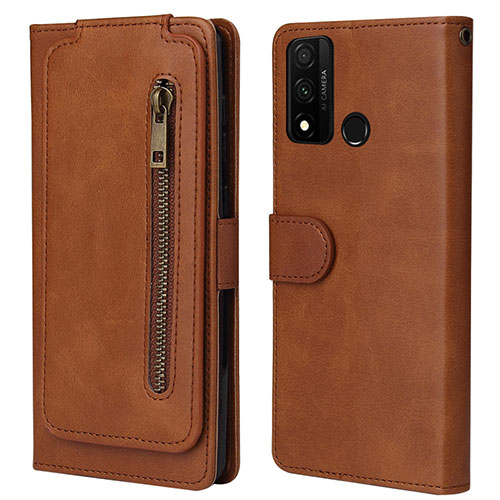 Leather Case Stands Flip Cover T04 Holder for Huawei P Smart (2020) Brown