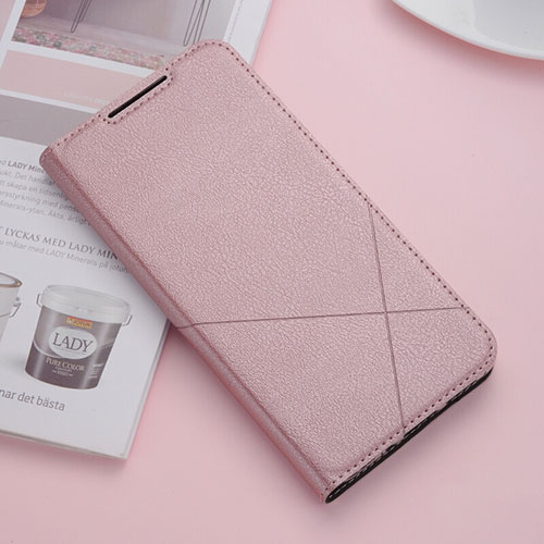 Leather Case Stands Flip Cover T04 Holder for Huawei P20 Lite (2019) Rose Gold