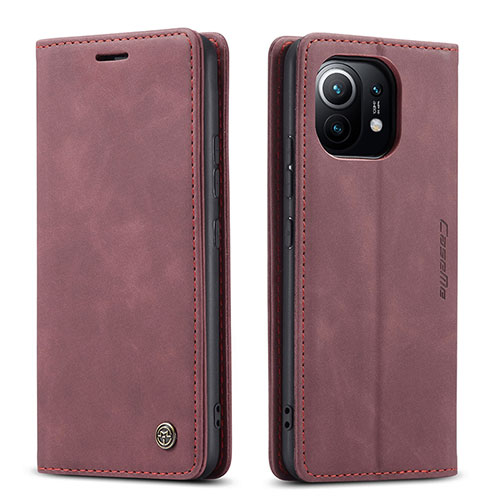 Leather Case Stands Flip Cover T04 Holder for Xiaomi Mi 11 5G Purple