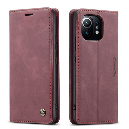 Leather Case Stands Flip Cover T04 Holder for Xiaomi Mi 11 Lite 4G Purple