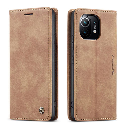 Leather Case Stands Flip Cover T04 Holder for Xiaomi Mi 11 Lite 5G NE Khaki