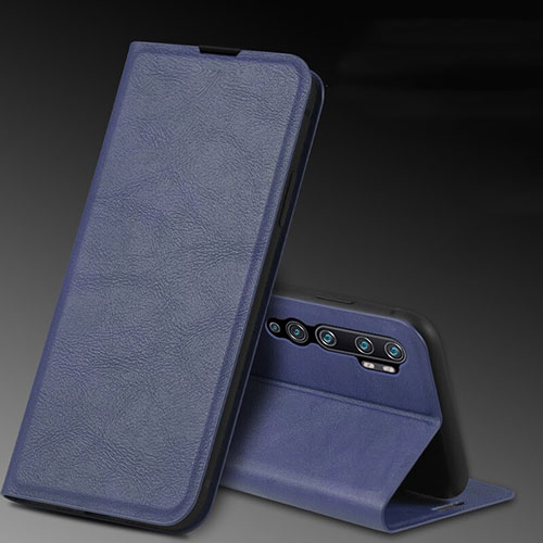 Leather Case Stands Flip Cover T04 Holder for Xiaomi Mi Note 10 Pro Blue