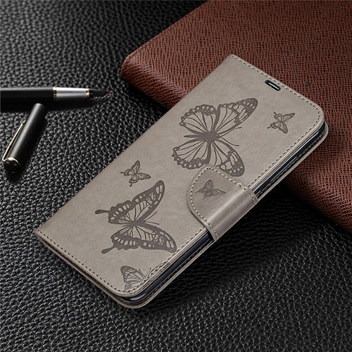 Leather Case Stands Flip Cover T04 Holder for Xiaomi Redmi 10X 4G Gray