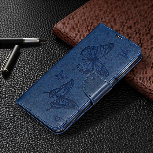 Leather Case Stands Flip Cover T04 Holder for Xiaomi Redmi Note 9 Blue