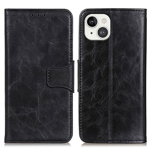 Leather Case Stands Flip Cover T05 Holder for Apple iPhone 15 Black