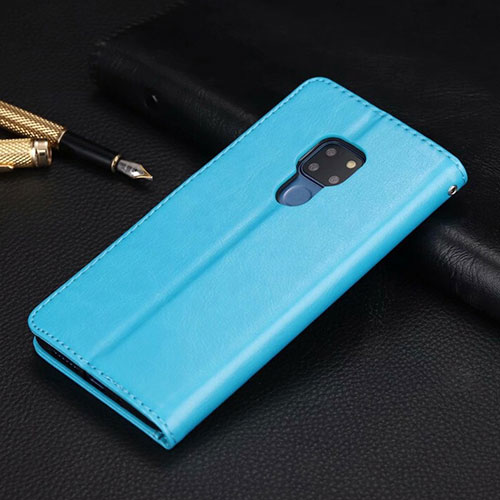 Leather Case Stands Flip Cover T05 Holder for Huawei Mate 20 X 5G Sky Blue