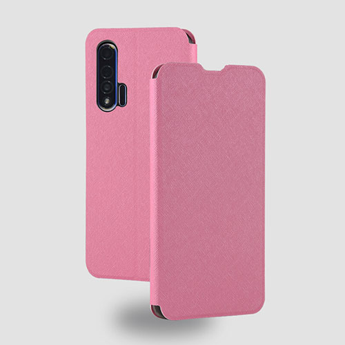 Leather Case Stands Flip Cover T05 Holder for Huawei Nova 6 Pink