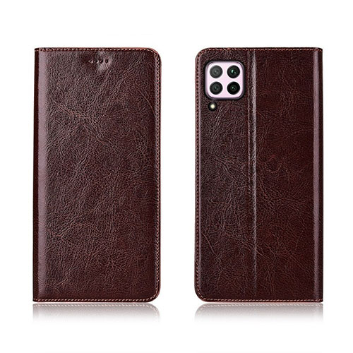 Leather Case Stands Flip Cover T05 Holder for Huawei Nova 6 SE Brown