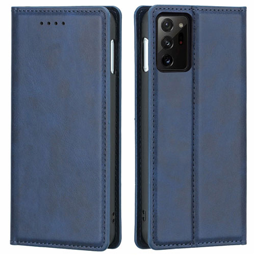 Leather Case Stands Flip Cover T05 Holder for Samsung Galaxy Note 20 Ultra 5G Blue