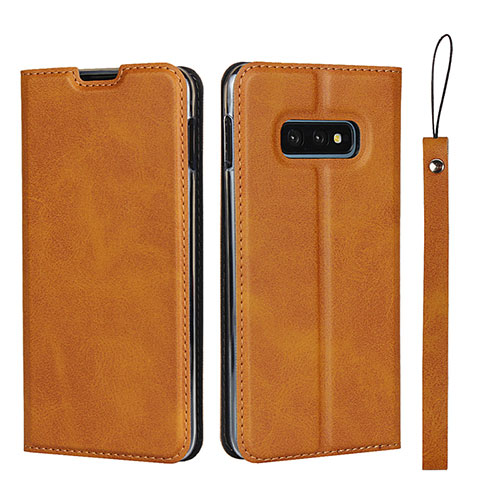 Leather Case Stands Flip Cover T05 Holder for Samsung Galaxy S10e Orange