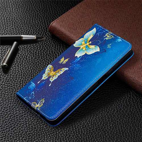 Leather Case Stands Flip Cover T05 Holder for Xiaomi Mi 10T Lite 5G Blue