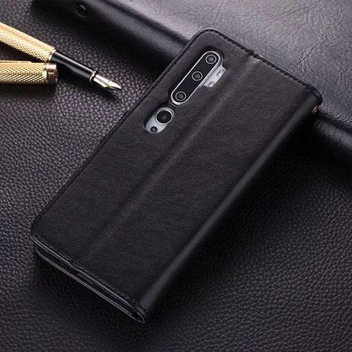 Leather Case Stands Flip Cover T05 Holder for Xiaomi Mi Note 10 Black