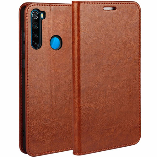 Leather Case Stands Flip Cover T05 Holder for Xiaomi Redmi Note 8 (2021) Orange