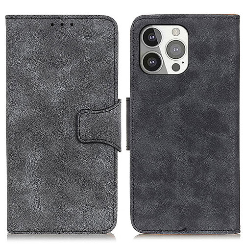 Leather Case Stands Flip Cover T06 Holder for Apple iPhone 15 Pro Max Black