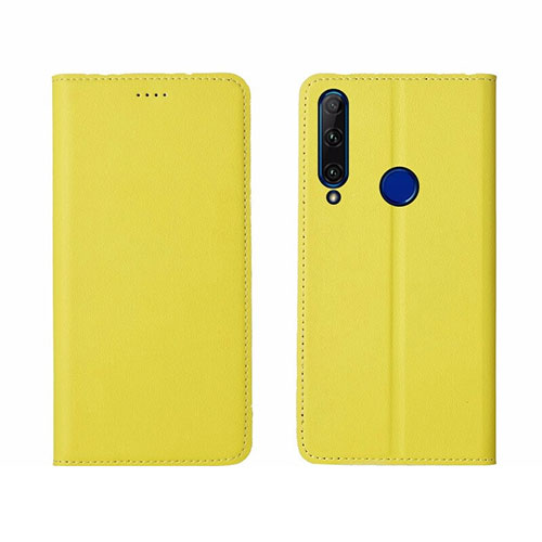 Leather Case Stands Flip Cover T06 Holder for Huawei Honor 20E Yellow