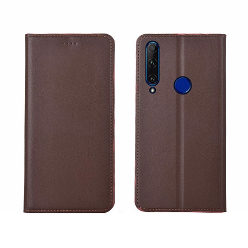 Leather Case Stands Flip Cover T06 Holder for Huawei Honor 20i Brown