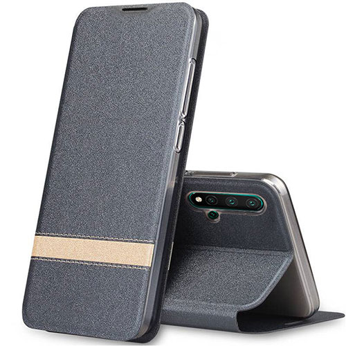 Leather Case Stands Flip Cover T06 Holder for Huawei Nova 5 Gray
