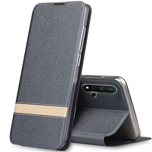 Leather Case Stands Flip Cover T06 Holder for Huawei Nova 5 Pro Gray