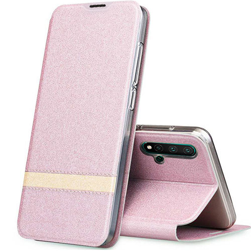 Leather Case Stands Flip Cover T06 Holder for Huawei Nova 5 Rose Gold