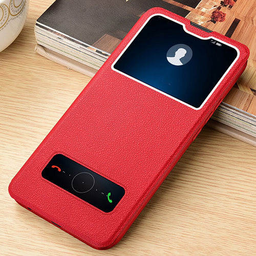 Leather Case Stands Flip Cover T06 Holder for Huawei Nova 6 Red